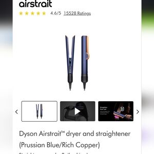 Dyson Airstrait Hair Dryer and Straightener - Blue and Copper